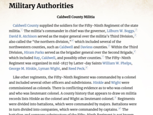 Military Authorities, February 1838–August 1839
